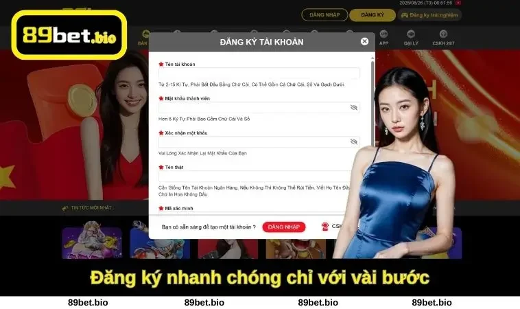 Đăng ký nhanh với vài bước