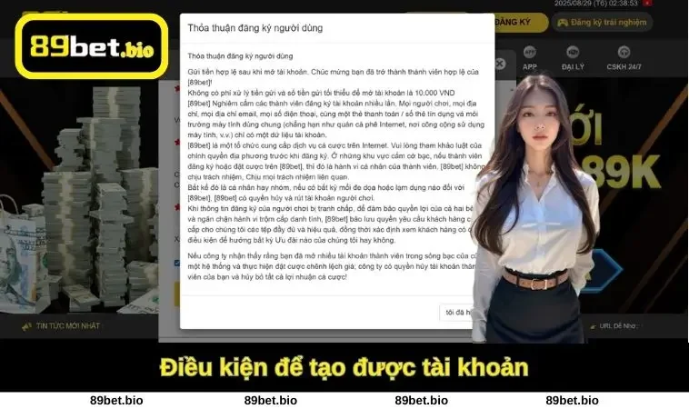 Điều kiện tạo được tài khoản