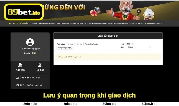Lưu ý quan trọng khi giao dịch