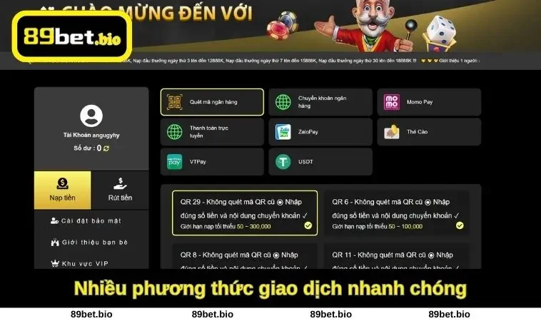 Nhiều phương thức giao dịch